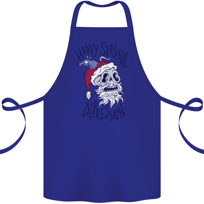 Christmas Bah Humbug Skull Scrouge Cotton Apron 100% Organic Royal Blue