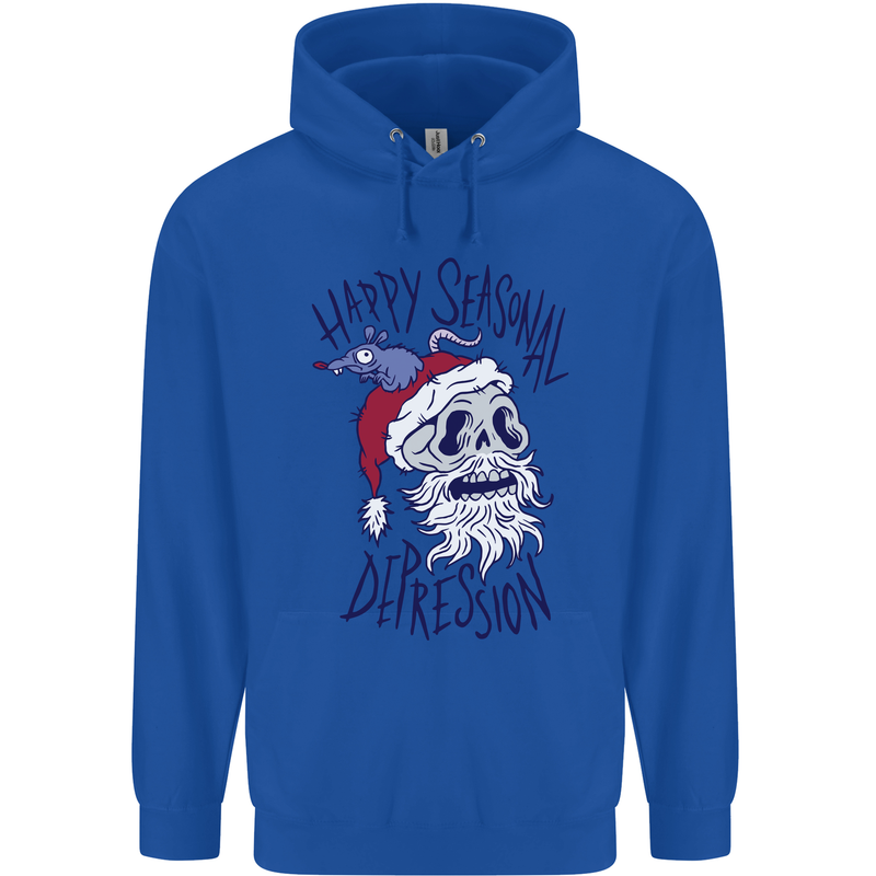 Christmas Bah Humbug Skull Scrouge Mens 80% Cotton Hoodie Royal Blue