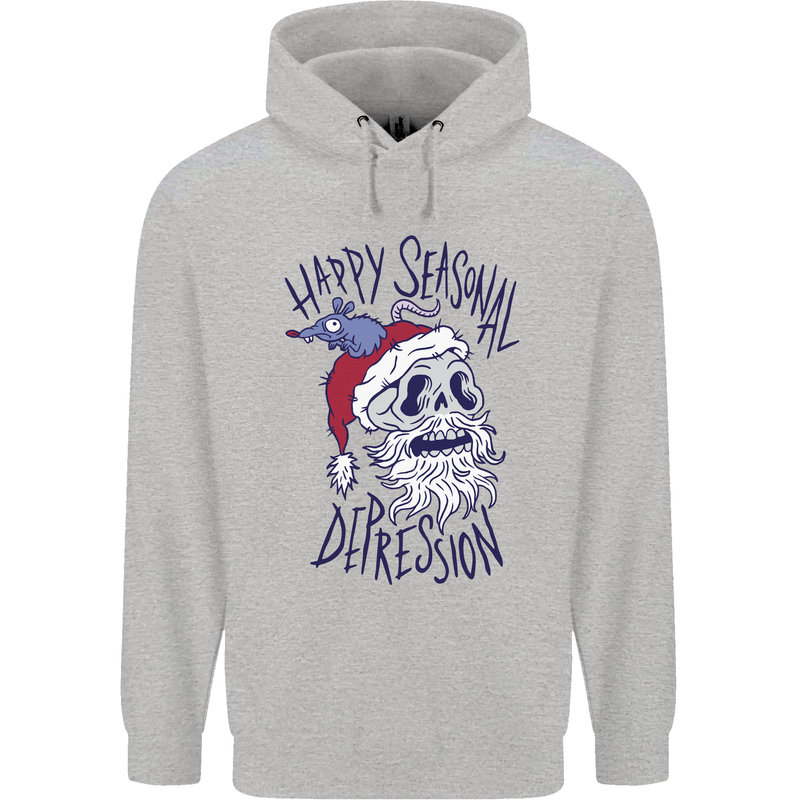 Christmas Bah Humbug Skull Scrouge Mens 80% Cotton Hoodie Sports Grey