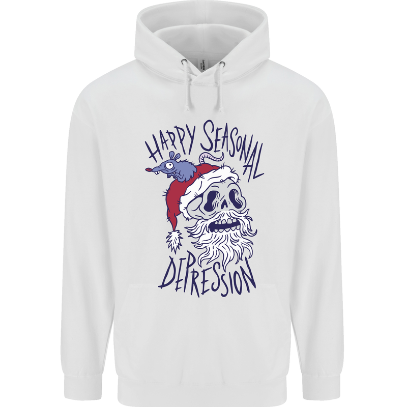 Christmas Bah Humbug Skull Scrouge Mens 80% Cotton Hoodie White