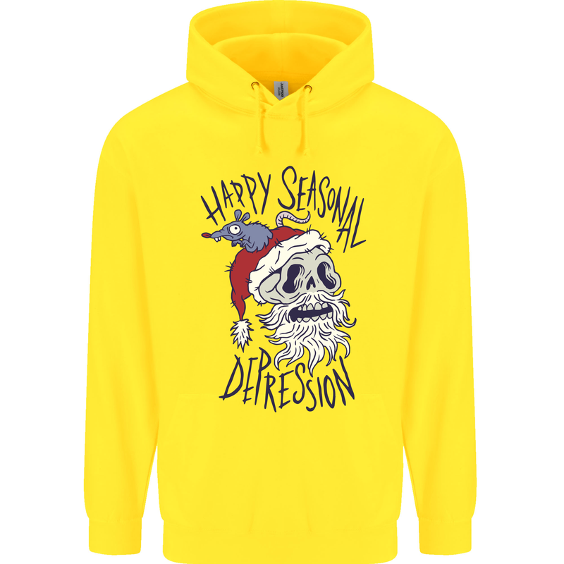 Christmas Bah Humbug Skull Scrouge Mens 80% Cotton Hoodie Yellow