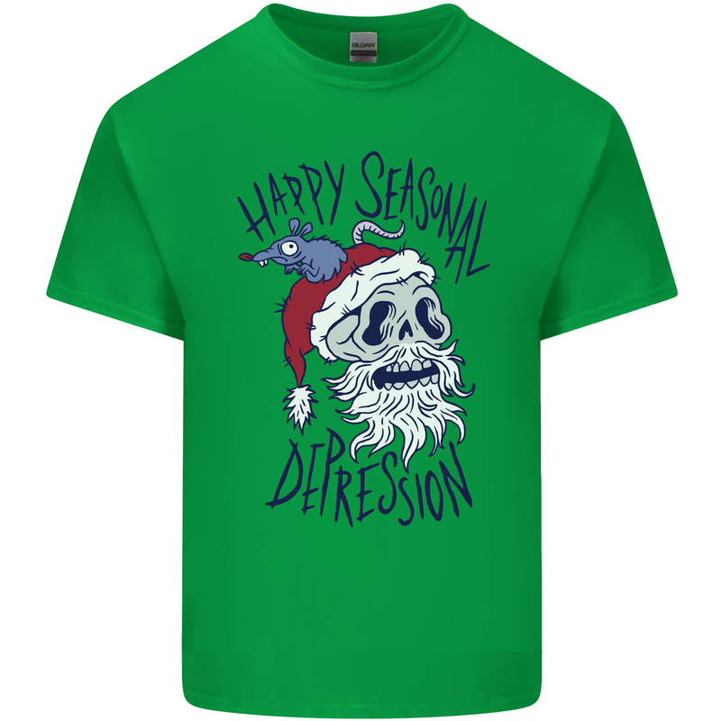 Christmas Bah Humbug Skull Scrouge Mens Cotton T-Shirt Tee Top Irish Green