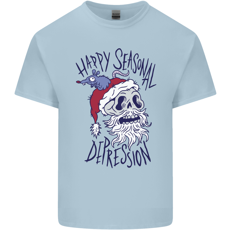 Christmas Bah Humbug Skull Scrouge Mens Cotton T-Shirt Tee Top Light Blue