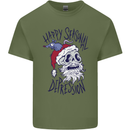 Christmas Bah Humbug Skull Scrouge Mens Cotton T-Shirt Tee Top Military Green