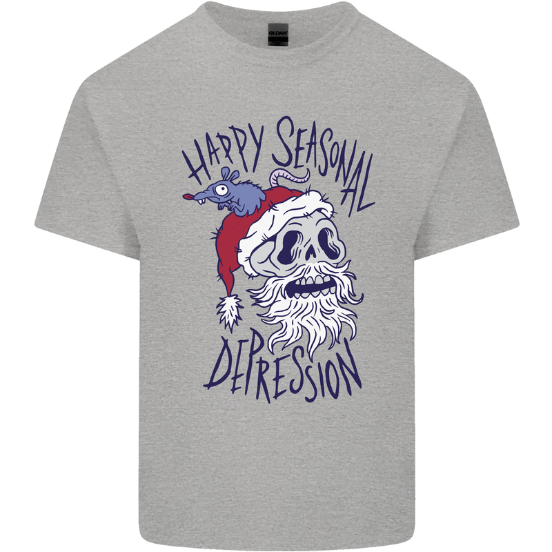 Christmas Bah Humbug Skull Scrouge Mens Cotton T-Shirt Tee Top Sports Grey