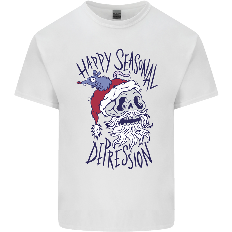 Christmas Bah Humbug Skull Scrouge Mens Cotton T-Shirt Tee Top White