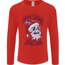 Christmas Bah Humbug Skull Scrouge Mens Long Sleeve T-Shirt Red