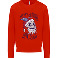 Christmas Bah Humbug Skull Scrouge Mens Sweatshirt Jumper Bright Red