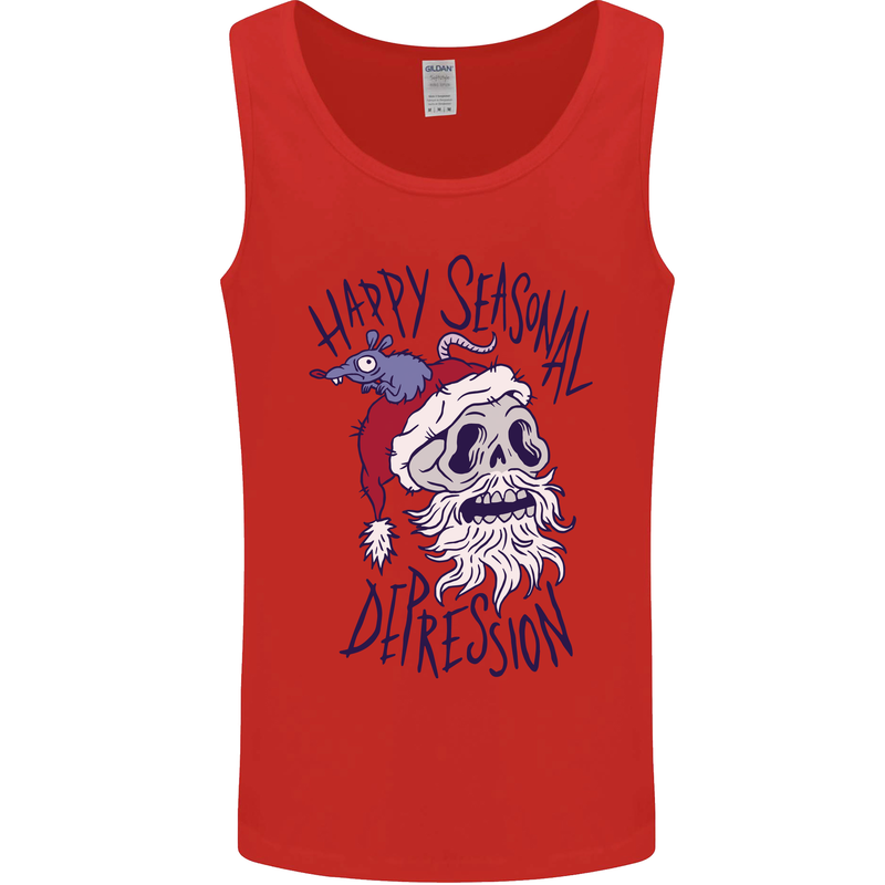 Christmas Bah Humbug Skull Scrouge Mens Vest Tank Top Red