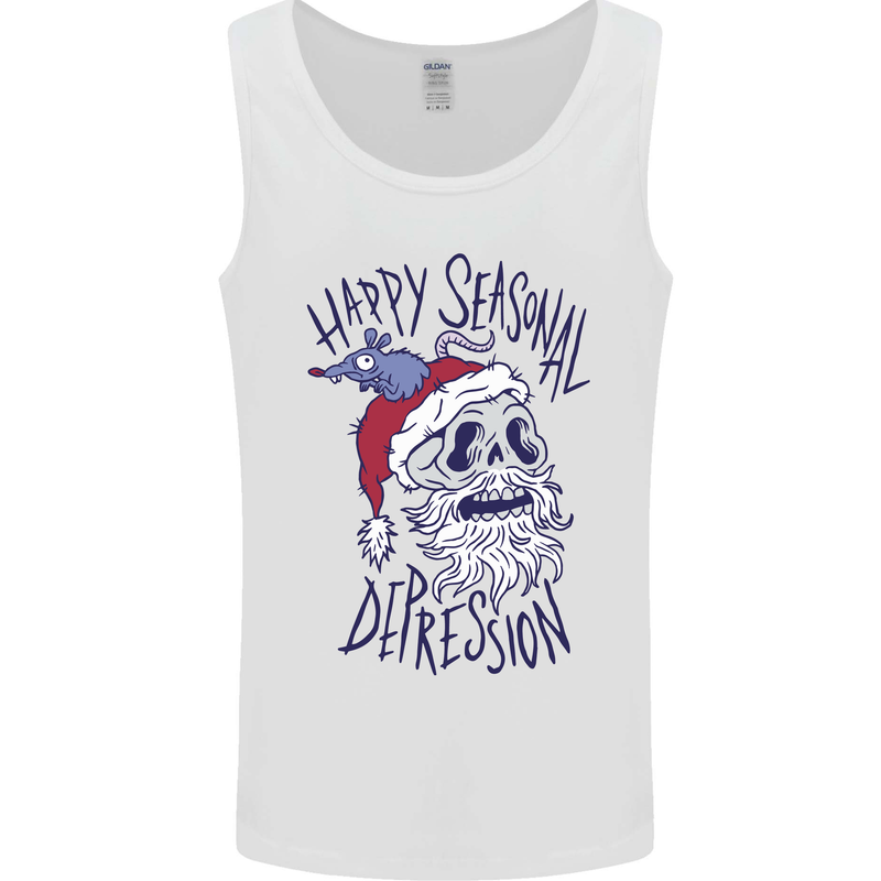 Christmas Bah Humbug Skull Scrouge Mens Vest Tank Top White