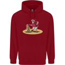 Christmas Beach Santa Clause & Snowman Childrens Kids Hoodie Red
