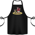 Christmas Beach Santa Clause & Snowman Cotton Apron 100% Organic Black