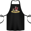 Christmas Beach Santa Clause & Snowman Cotton Apron 100% Organic Black