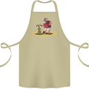 Christmas Beach Santa Clause & Snowman Cotton Apron 100% Organic Khaki