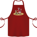 Christmas Beach Santa Clause & Snowman Cotton Apron 100% Organic Maroon