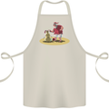 Christmas Beach Santa Clause & Snowman Cotton Apron 100% Organic Natural