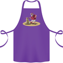 Christmas Beach Santa Clause & Snowman Cotton Apron 100% Organic Purple