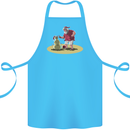 Christmas Beach Santa Clause & Snowman Cotton Apron 100% Organic Turquoise