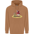 Christmas Beach Santa Clause & Snowman Mens 80% Cotton Hoodie Caramel Latte