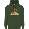 Christmas Beach Santa Clause & Snowman Mens 80% Cotton Hoodie Forest Green