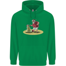 Christmas Beach Santa Clause & Snowman Mens 80% Cotton Hoodie Irish Green