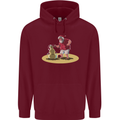 Christmas Beach Santa Clause & Snowman Mens 80% Cotton Hoodie Maroon
