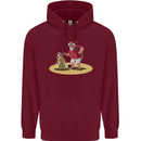 Christmas Beach Santa Clause & Snowman Mens 80% Cotton Hoodie Maroon