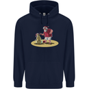 Christmas Beach Santa Clause & Snowman Mens 80% Cotton Hoodie Navy Blue