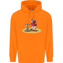 Christmas Beach Santa Clause & Snowman Mens 80% Cotton Hoodie Orange