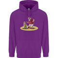 Christmas Beach Santa Clause & Snowman Mens 80% Cotton Hoodie Purple