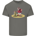 Christmas Beach Santa Clause & Snowman Mens Cotton T-Shirt Tee Top Charcoal