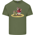 Christmas Beach Santa Clause & Snowman Mens Cotton T-Shirt Tee Top Military Green