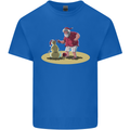 Christmas Beach Santa Clause & Snowman Mens Cotton T-Shirt Tee Top Royal Blue