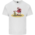 Christmas Beach Santa Clause & Snowman Mens Cotton T-Shirt Tee Top White