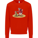 Christmas Beach Santa Clause & Snowman Mens Sweatshirt Jumper Bright Red