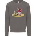 Christmas Beach Santa Clause & Snowman Mens Sweatshirt Jumper Charcoal