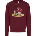 Christmas Beach Santa Clause & Snowman Mens Sweatshirt Jumper Maroon