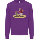 Christmas Beach Santa Clause & Snowman Mens Sweatshirt Jumper Purple