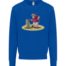 Christmas Beach Santa Clause & Snowman Mens Sweatshirt Jumper Royal Blue