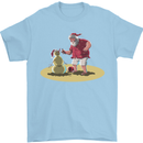 Christmas Beach Santa Clause & Snowman Mens T-Shirt Cotton Gildan Light Blue