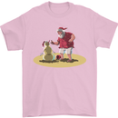 Christmas Beach Santa Clause & Snowman Mens T-Shirt Cotton Gildan Light Pink