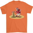 Christmas Beach Santa Clause & Snowman Mens T-Shirt Cotton Gildan Orange