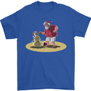 Christmas Beach Santa Clause & Snowman Mens T-Shirt Cotton Gildan Royal Blue