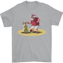 Christmas Beach Santa Clause & Snowman Mens T-Shirt Cotton Gildan Sports Grey