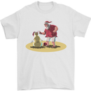 Christmas Beach Santa Clause & Snowman Mens T-Shirt Cotton Gildan White