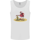 Christmas Beach Santa Clause & Snowman Mens Vest Tank Top White