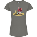 Christmas Beach Santa Clause & Snowman Womens Petite Cut T-Shirt Charcoal