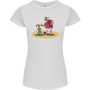 Christmas Beach Santa Clause & Snowman Womens Petite Cut T-Shirt White