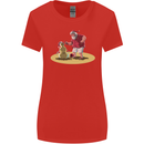 Christmas Beach Santa Clause & Snowman Womens Wider Cut T-Shirt Red