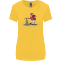 Christmas Beach Santa Clause & Snowman Womens Wider Cut T-Shirt Yellow